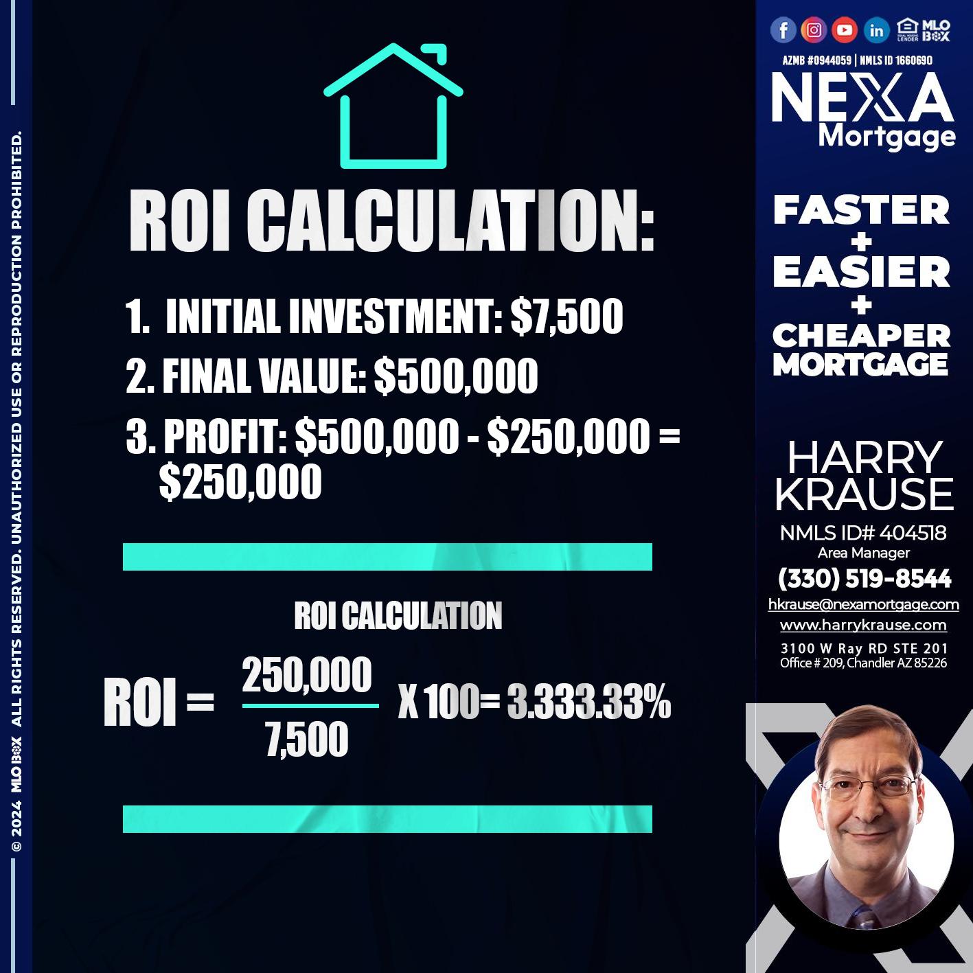 ROI CALCULATION - Harry Krause -Area Manager