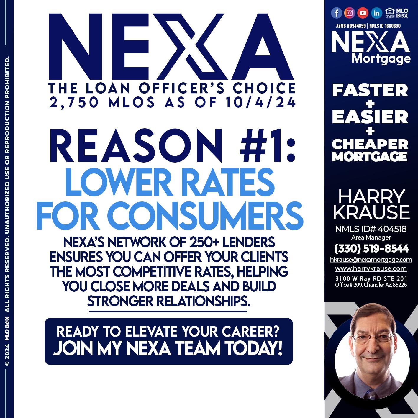 the loan officer choice REASON 1 - Harry Krause -Area Manager