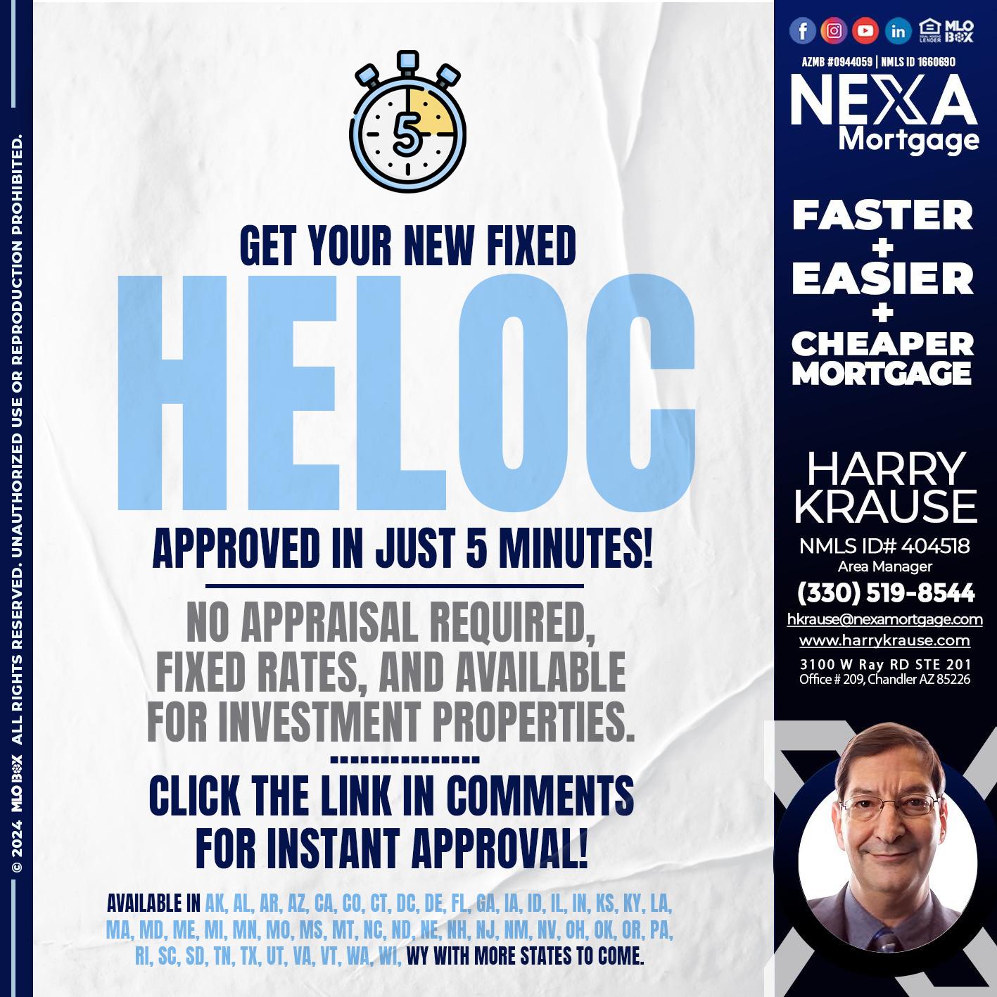 HELOC 5 MINUTES - Harry Krause -Area Manager