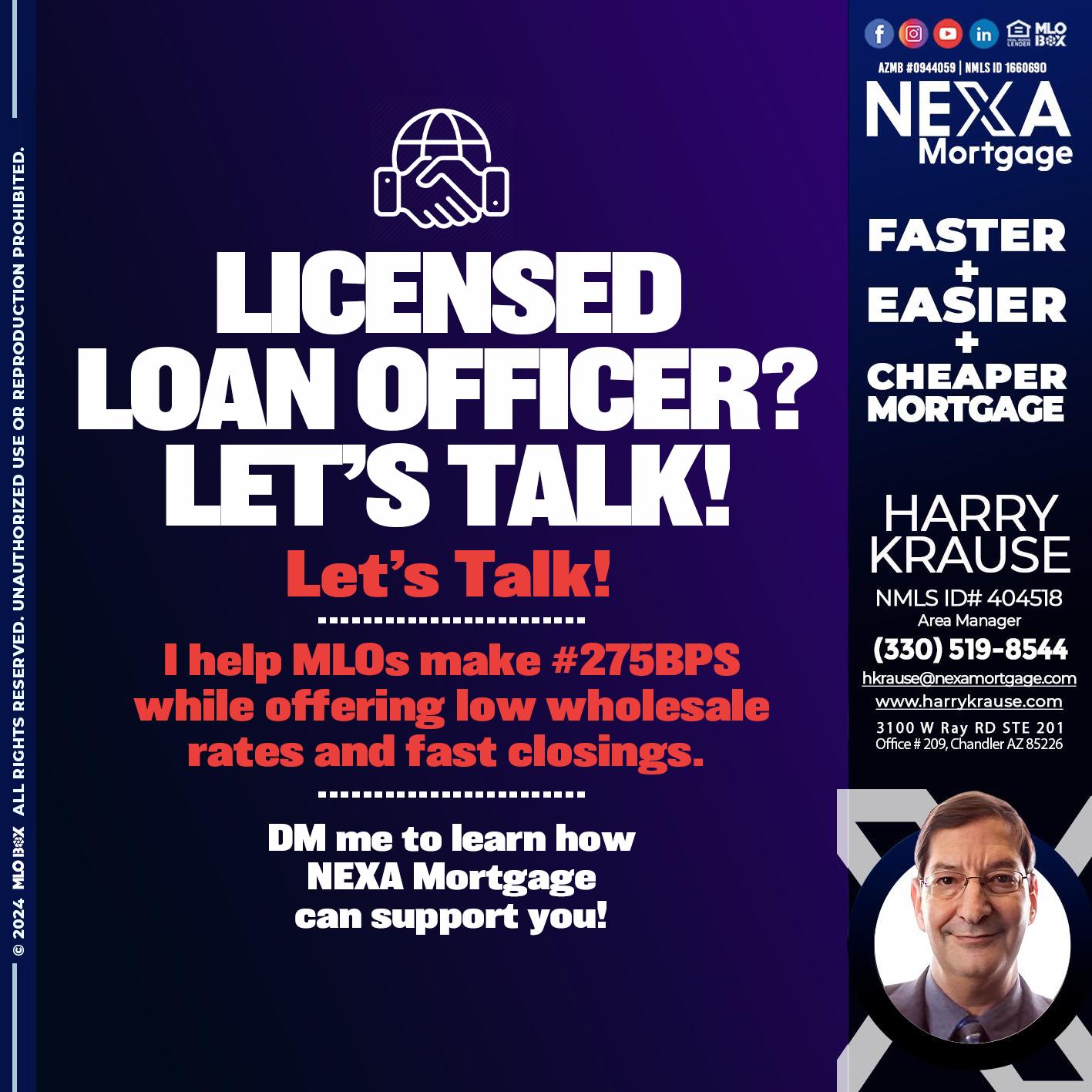 LICENSED LOAN OFFICER - Harry Krause -Area Manager