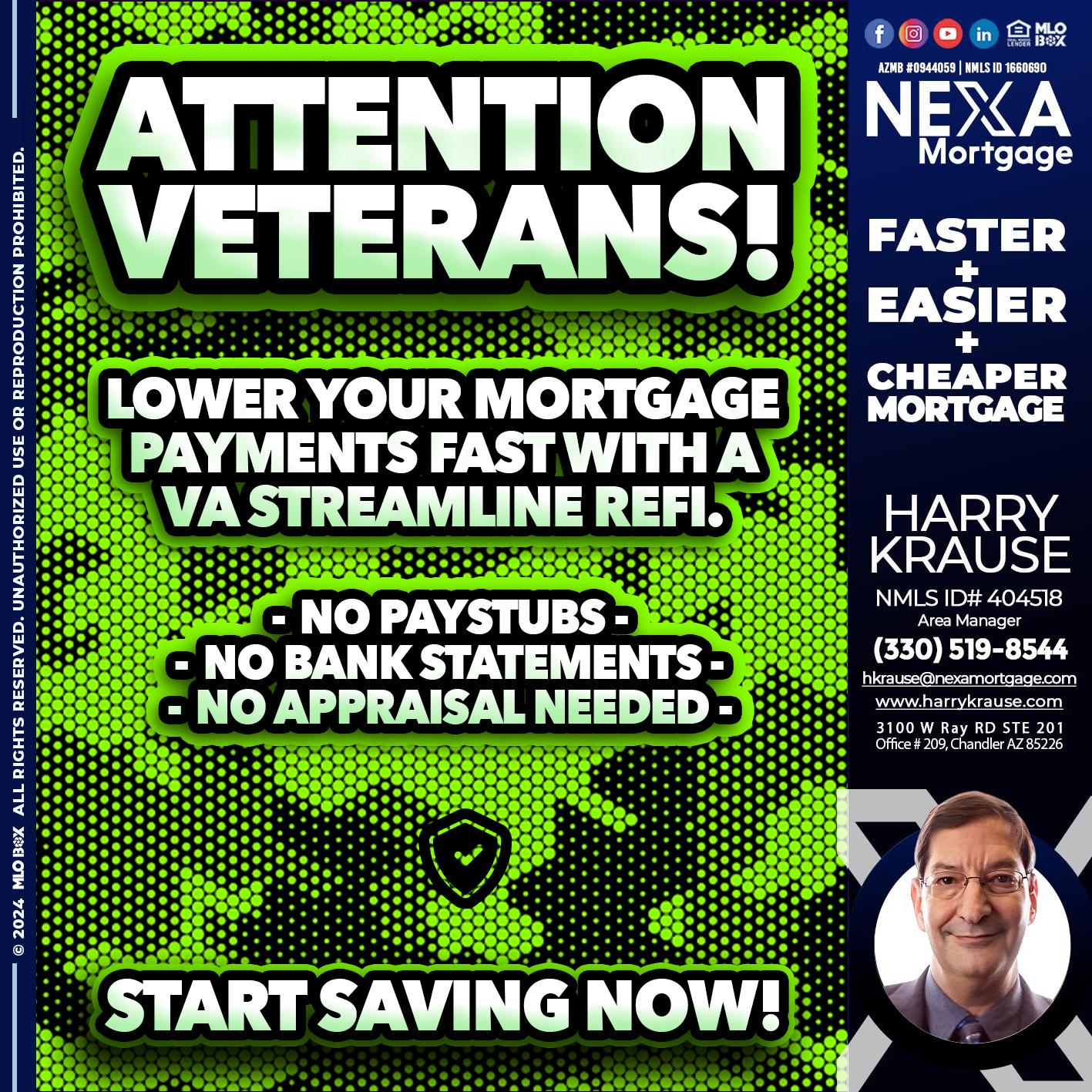 ATTENTION VETERANS - Harry Krause -Area Manager