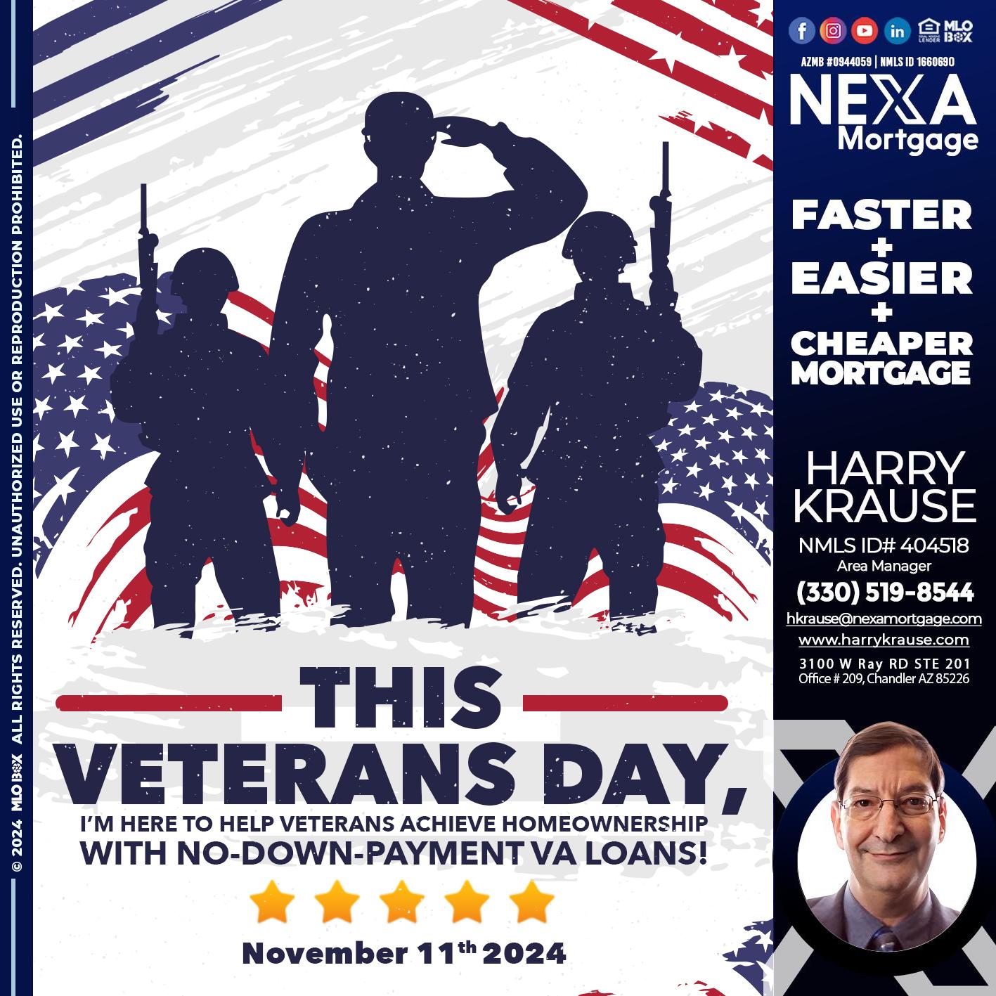 this veterans day - Harry Krause -Area Manager