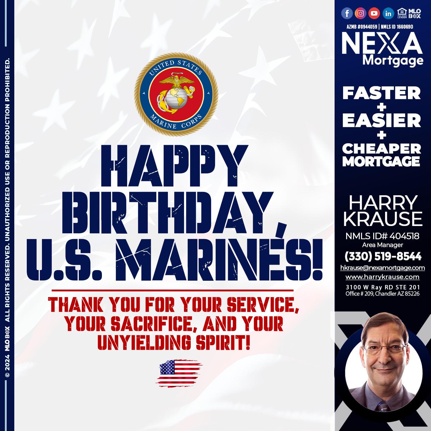 US MARINE BIRTHDAY - Harry Krause -Area Manager