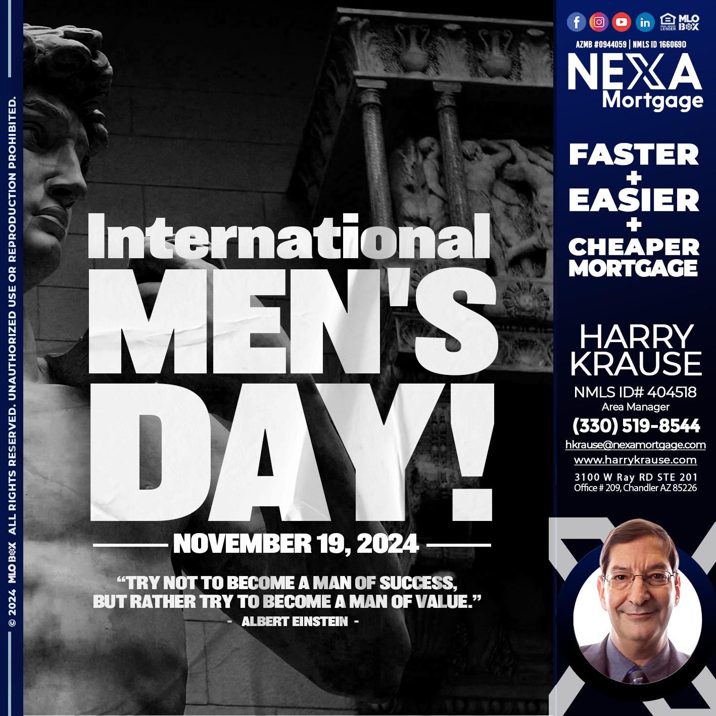 INTERNATIONAL MENS DAY - Harry Krause -Area Manager