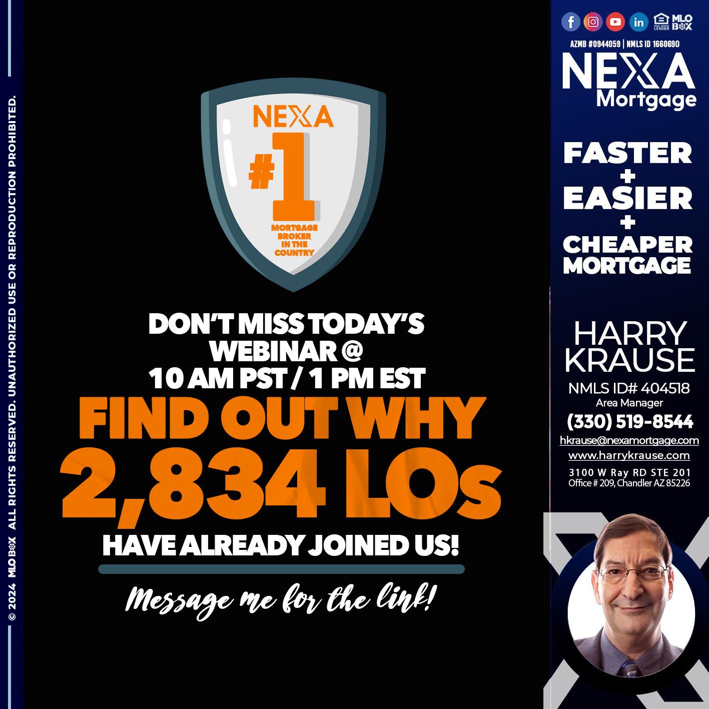 NEXA NO. 1 MORTGAGE BROKER - Harry Krause -Area Manager