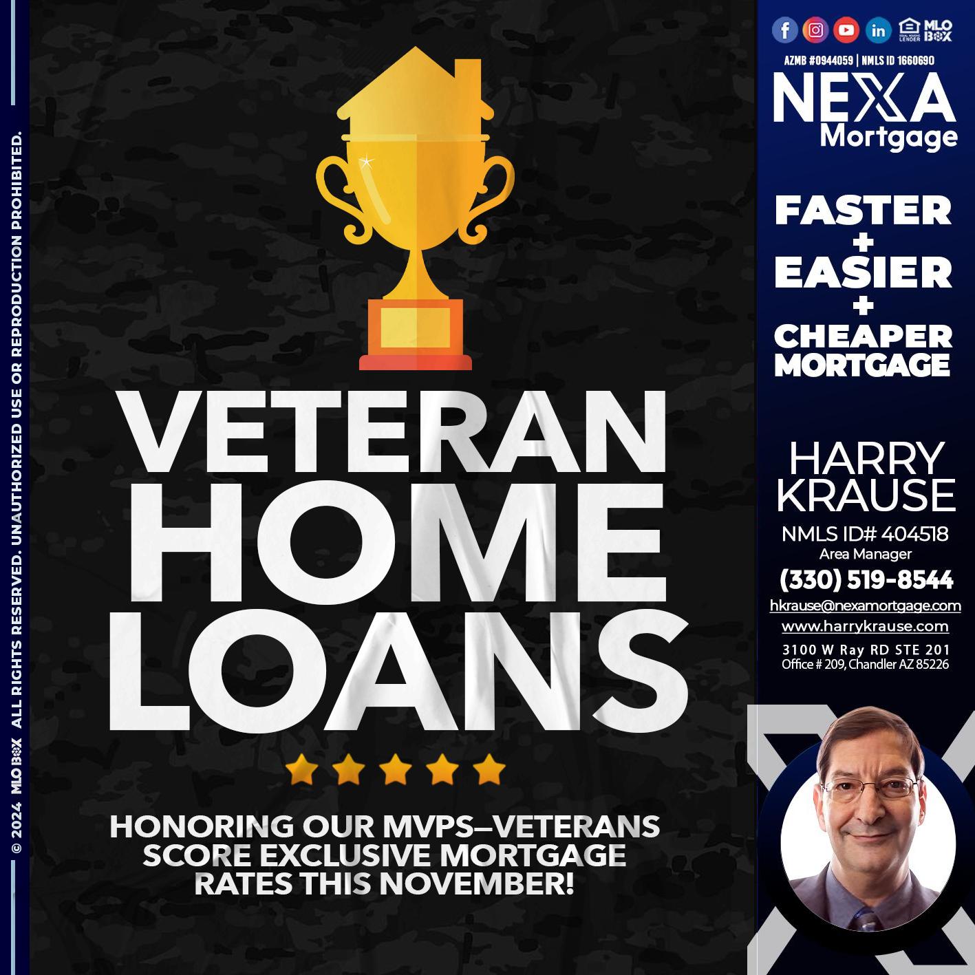 VETERANS HOME LOANS - Harry Krause -Area Manager