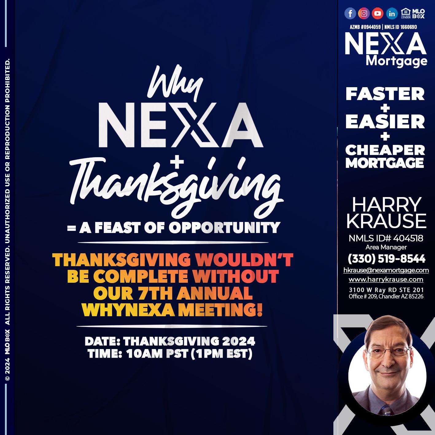 WHY NEXA + THANKSGIVING - Harry Krause -Area Manager