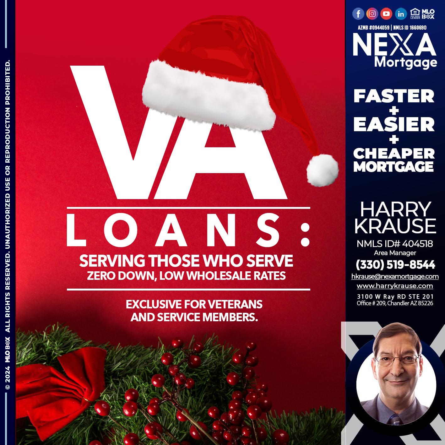 VA LOANS - Harry Krause -Area Manager