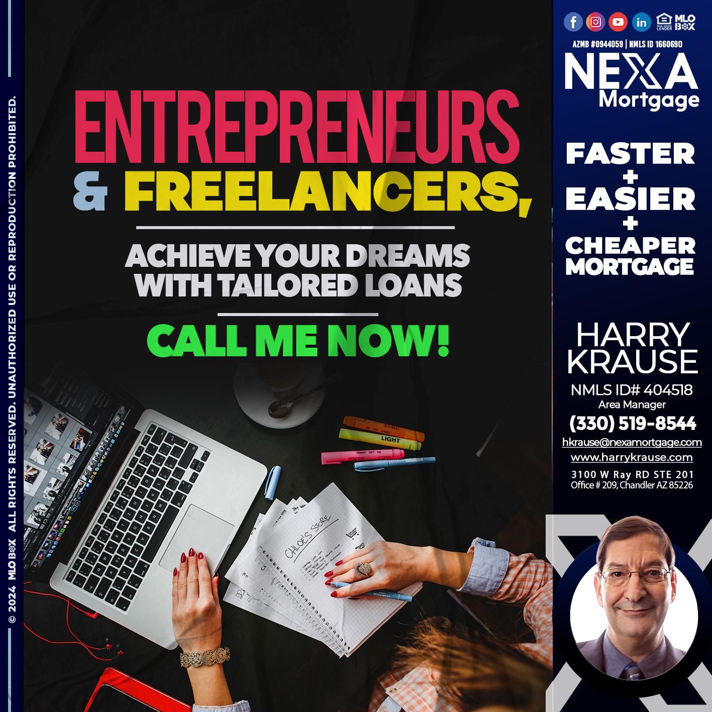 entreprenuers and freelancers - Harry Krause -Area Manager