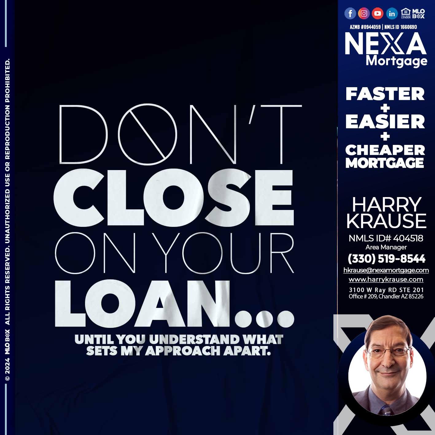 DONT CLOSE - Harry Krause -Area Manager